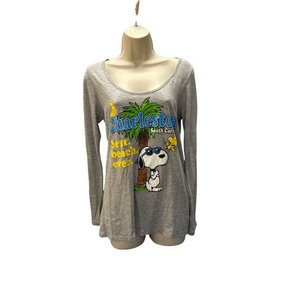 Peanuts Snoopy & Woodstock Long Sleeve T Shirts Set of 2 Charleston SC Medium - Picture 2 of 7